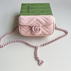 Gucci Pale Pink Quilted GG Mini Crossbody Bag